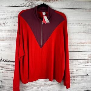 Livi Women's Plus 22W Cozy Soft Half Zip Colorblock Cropped Pullover